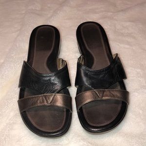 Cole Haan with Nike Air wedge slide sandal 9 1/2 black and bronze